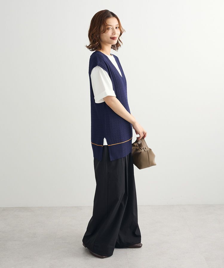 Green Parks「裾ラインケーブルニットベスト」|ベスト・ジレ|