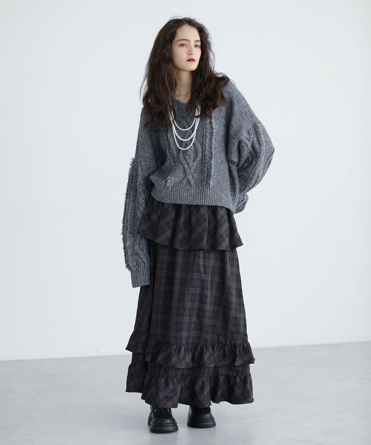 Green Parks「■ESCAR フリンジケーブルポップコーンニット」|ニット・セーター|