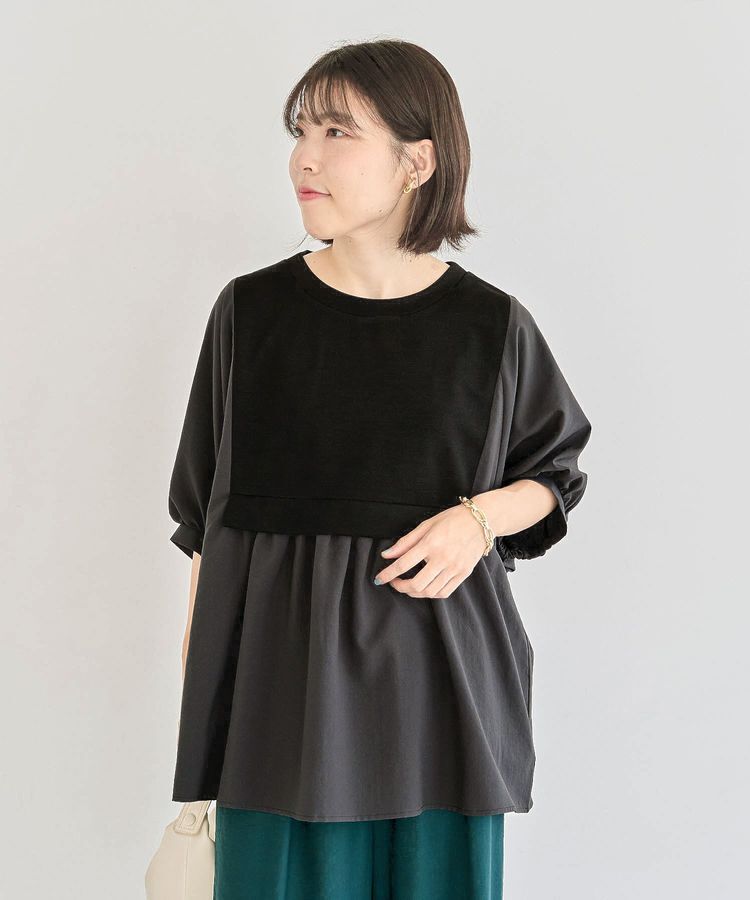 Green Parks「ベスト風7分袖ドッキングプルオーバー」|Tシャツ・カットソー|