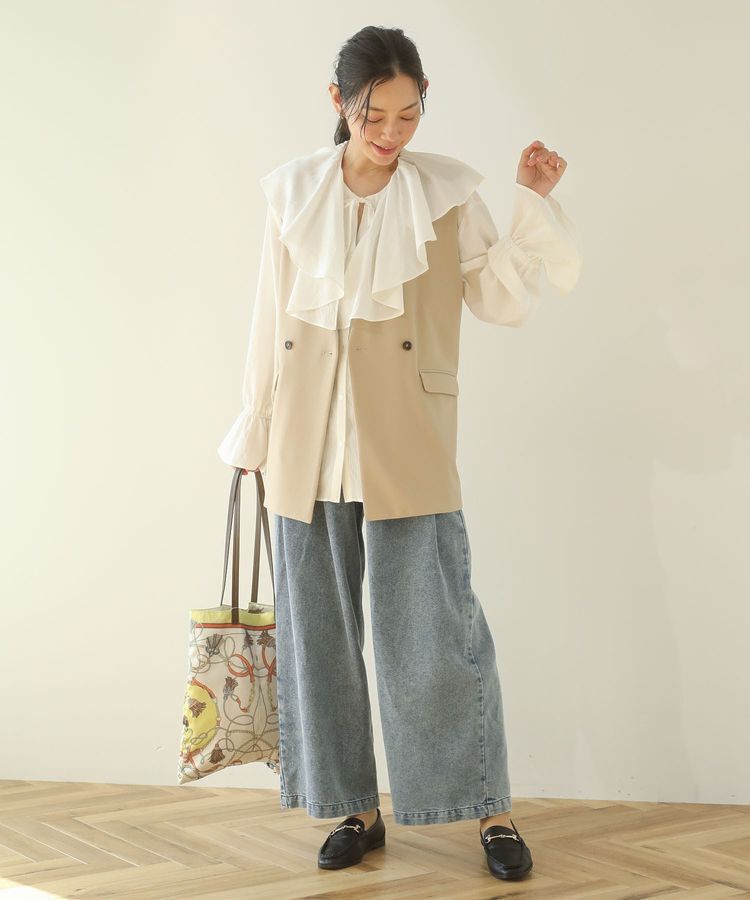 Green Parks「O.洗えてストレッチ Wボタンベスト」|ベスト・ジレ|