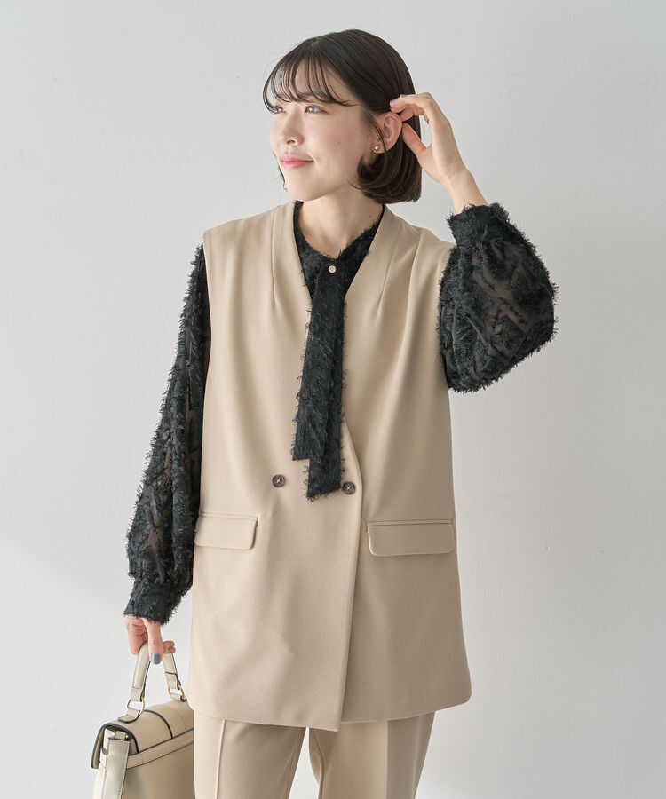 Green Parks「O.洗えてストレッチ Wボタンベスト」|ベスト・ジレ|