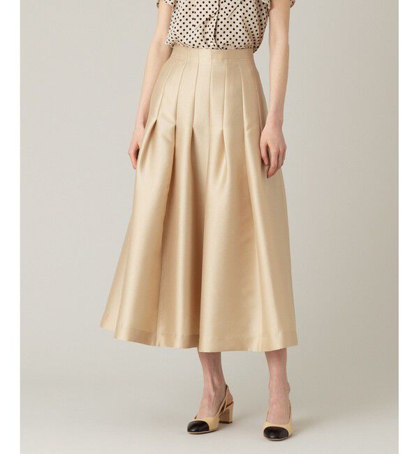 LOULOU WILLOUGHBY「【LOULOU WILLOUGHBY】◇ジップアップタックスカート」|スカート|ベージュ