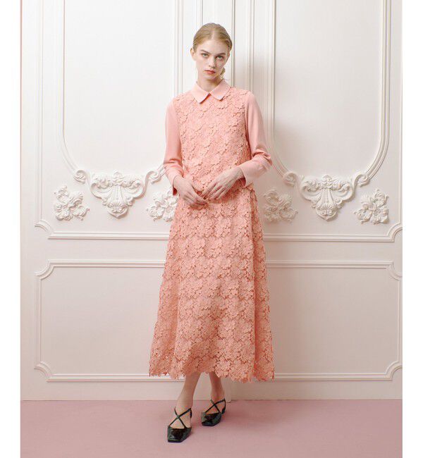 LOULOU WILLOUGHBY「【LOULOU WILLOUGHBY】ケミカルフラワーレーススカート」|フレア|