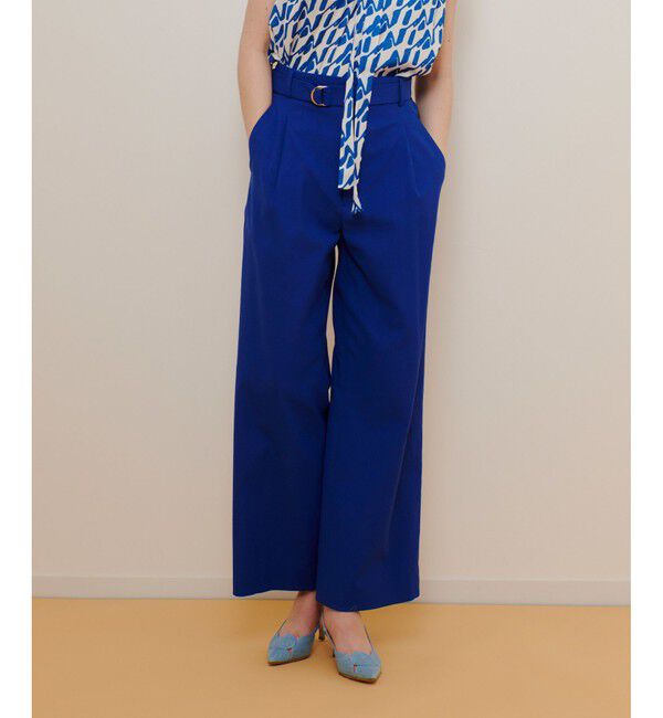 allureville「シェルタリングタックワイドパンツ」|チノ|ブルー