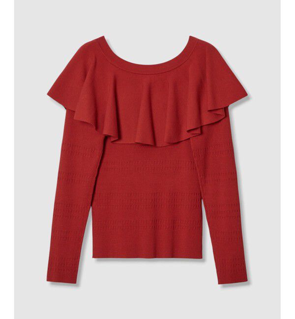 LOULOU WILLOUGHBY「【LOULOU WILLOUGHBY】ラッフルオフショルプルオーバー」|ニット・セーター|