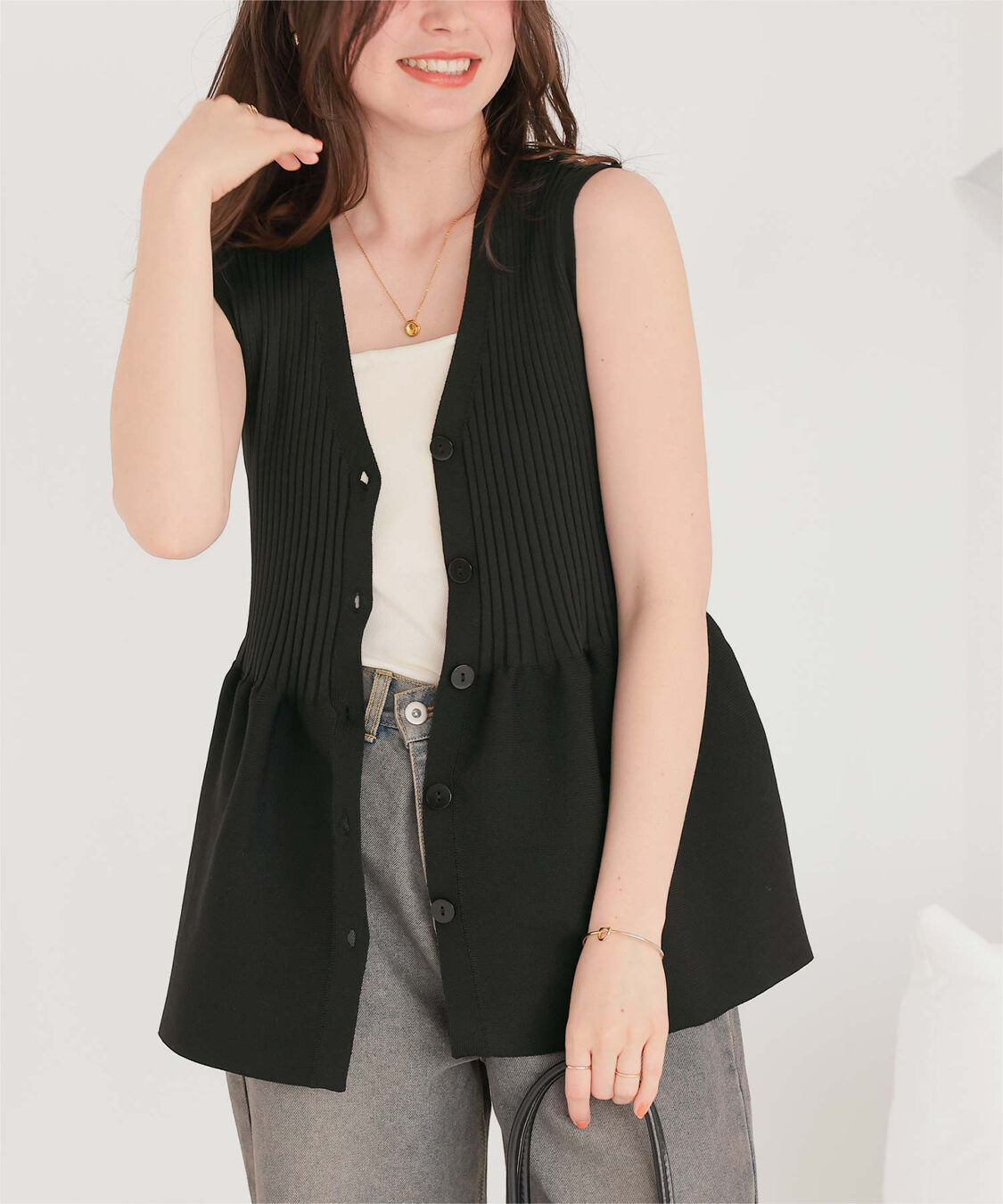 titivate「前後2wayノースリーブペプラムニットトップス」|ニット・セーター|