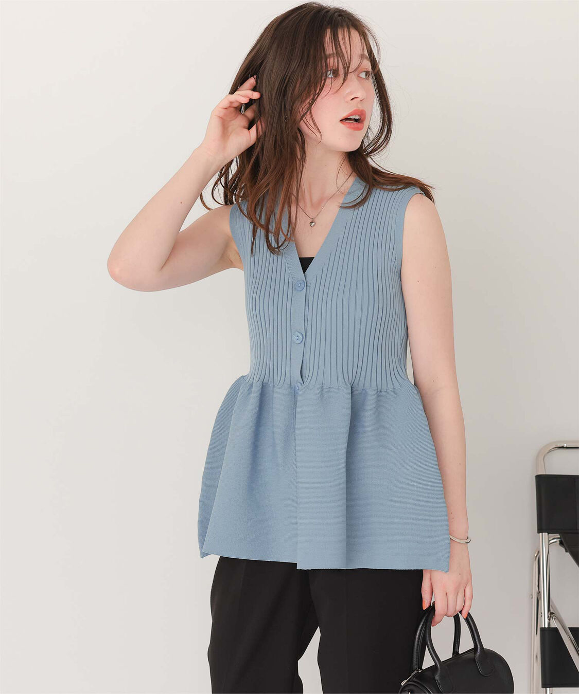 titivate「前後2wayノースリーブペプラムニットトップス」|ニット・セーター|