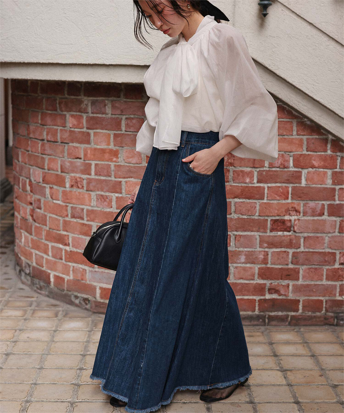 titivate「ハイウエストボリュームフレアデニムスカート」|スカート|