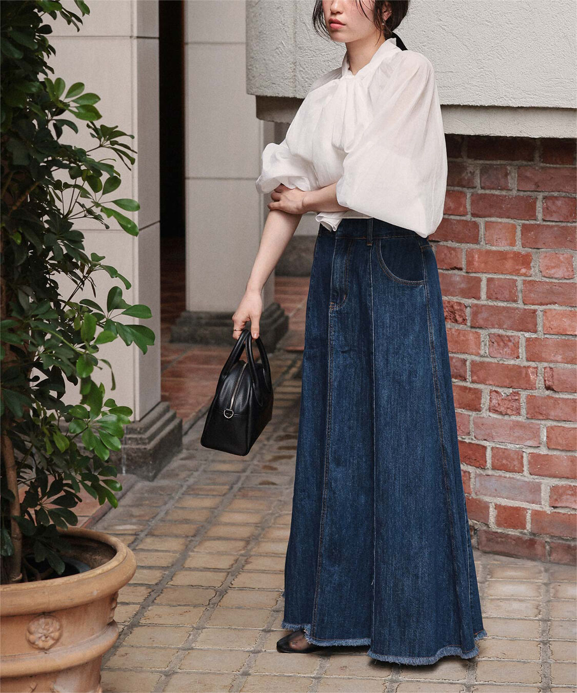 titivate「ハイウエストボリュームフレアデニムスカート」|スカート|