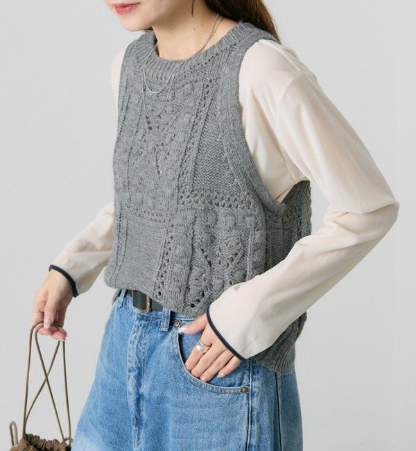  「ポップコーン編みニットベスト」|ニット・セーター|
