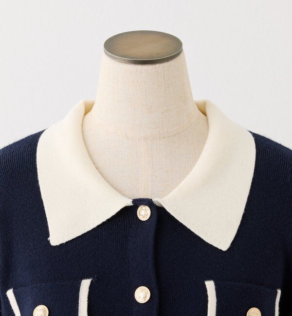  「金ボタン配色衿ニット」|ニット・セーター|