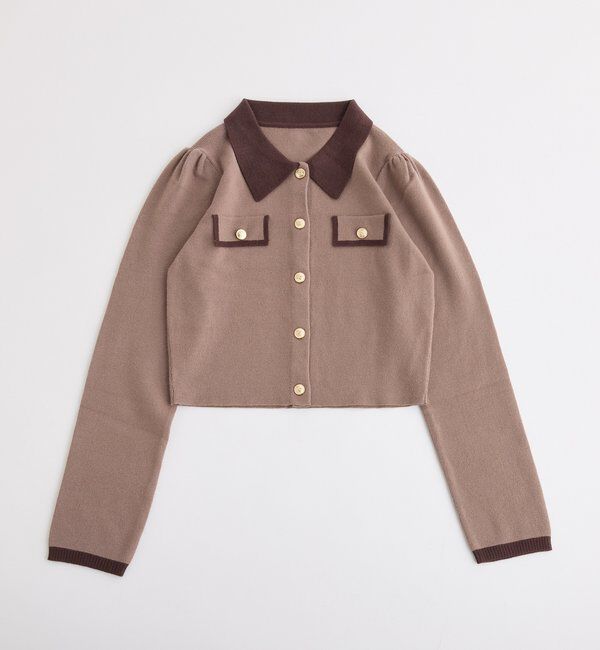  「金ボタン配色衿ニット」|ニット・セーター|