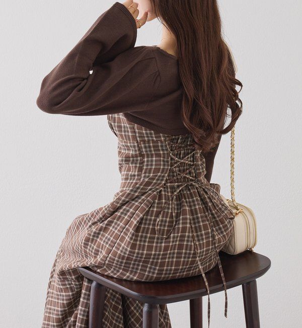  「２枚セットチェックワンピ」|ワンピース|