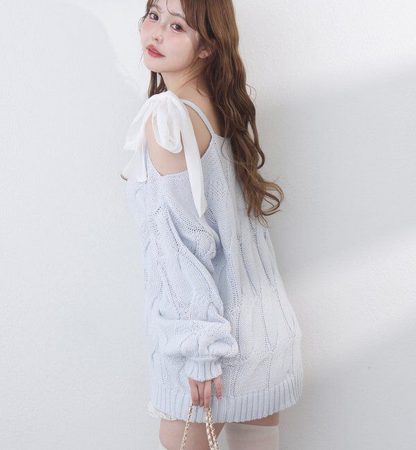  「ミルキーパレットニットミニワンピ／肩リボン取り外し可」|ワンピース|