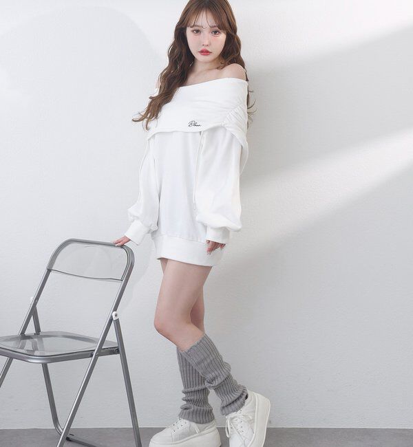  「オフショルパーカーワンピ」|ワンピース|