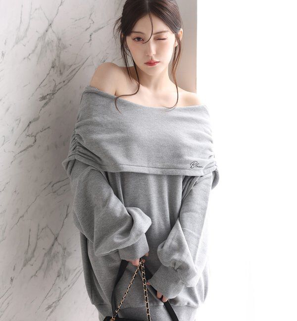  「オフショルパーカーワンピ」|ワンピース|