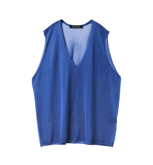 mizuiro ind「mizuiro ind シアー深Vネックベスト」|ベスト・ジレ|ブルー
