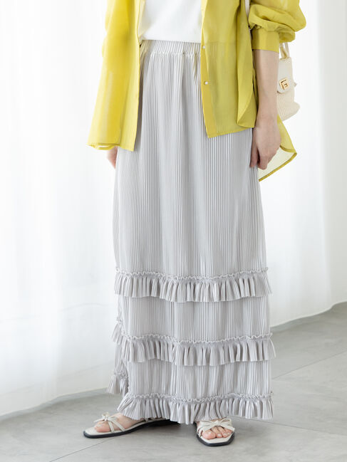 Te chichi TERRASSE「裾フリルプリーツスカート」|スカート|オフホワイト