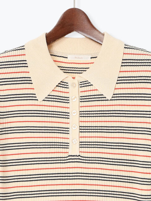 Te chichi「パネルパターンアソートリブポロニット」|ニット・セーター|