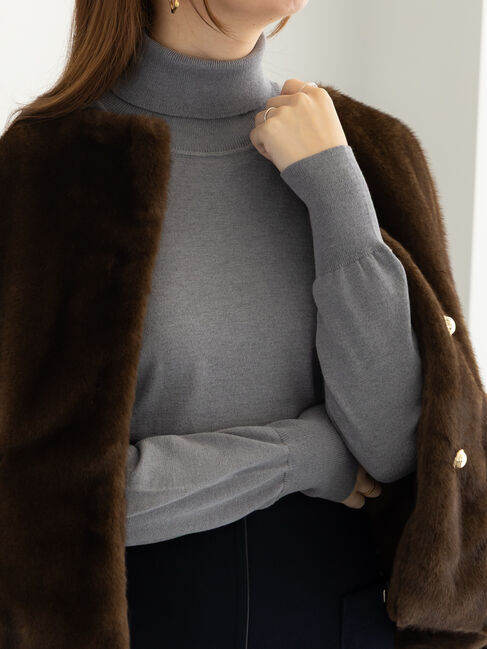 Te chichi「【宮本茉由着用】タートルネックプルオーバー《2025winter catalog item》」|ニット・セーター|グレー
