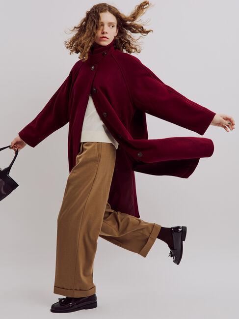 Lugnoncure「ウールライクステンカラーコート」|その他|ボルドー