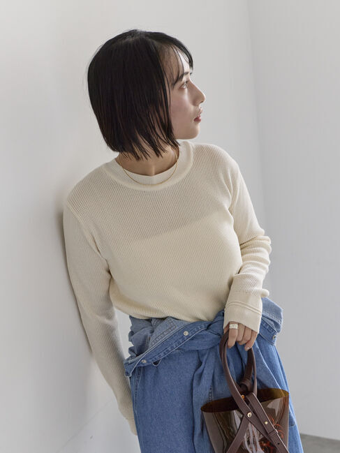 Te chichi「チャーム付きワッフルニットプルオーバー」|ニット・セーター|オフホワイト