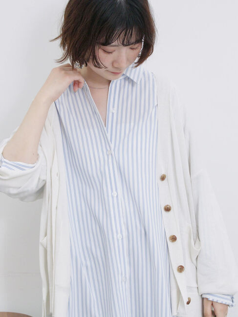 Samansa Mos2 blue「【接触冷感】マルチスタイルシャツ」|シャツ・ブラウス|