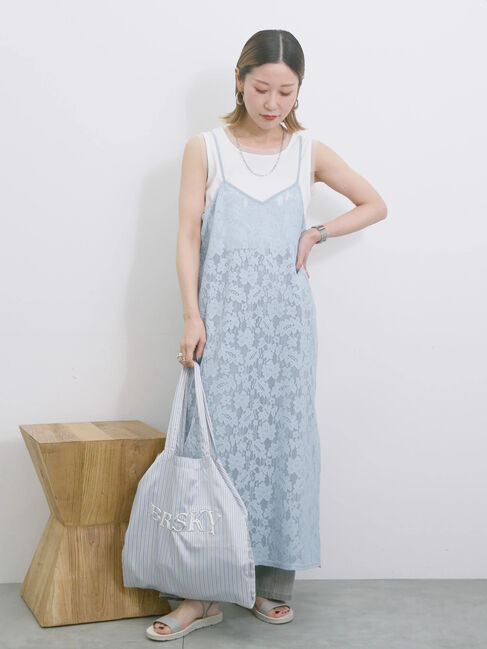 Samansa Mos2 blue「メッシュレースキャミワンピース」|ワンピース|