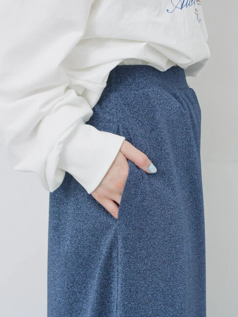 Samansa Mos2 blue「ラメナロースカート」|スカート|