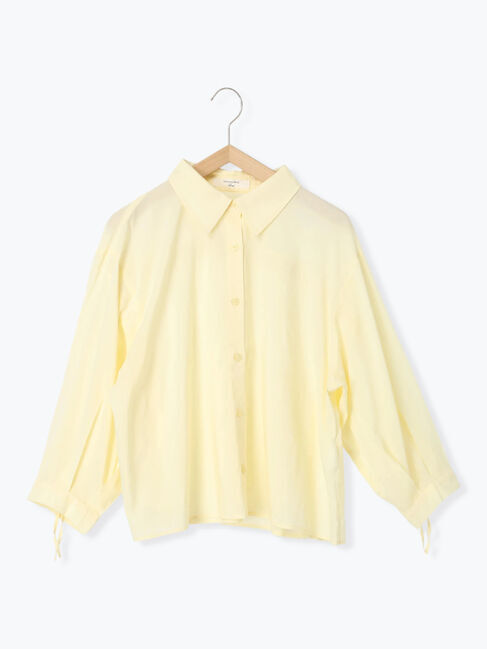 Samansa Mos2 blue「ショート丈シャーリングブラウス」|シャツ・ブラウス|