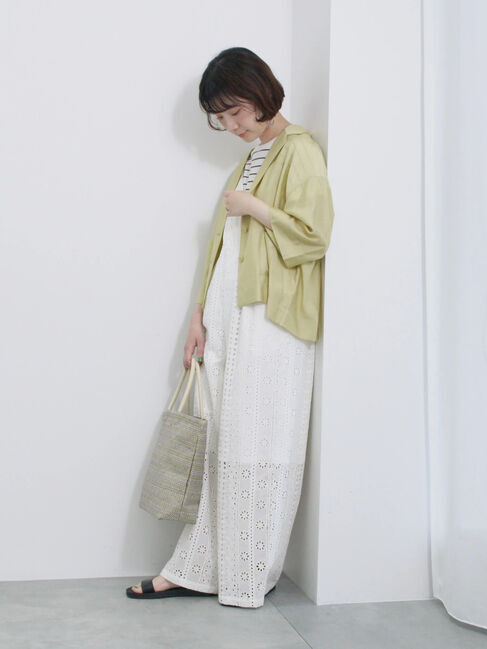 Samansa Mos2 blue「シアー開襟シャツ」|シャツ・ブラウス|