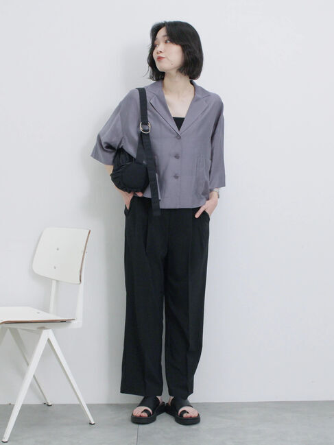 Samansa Mos2 blue「シアー開襟シャツ」|シャツ・ブラウス|