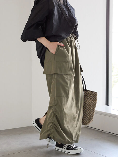 Samansa Mos2 blue「ナイロンカーゴスカート」|スカート|