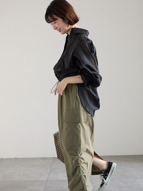 Samansa Mos2 blue「ナイロンカーゴスカート」|スカート|