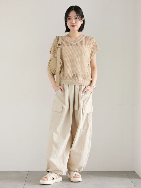 Samansa Mos2 blue「メランジラメメッシュニットベスト」|ニット・セーター|