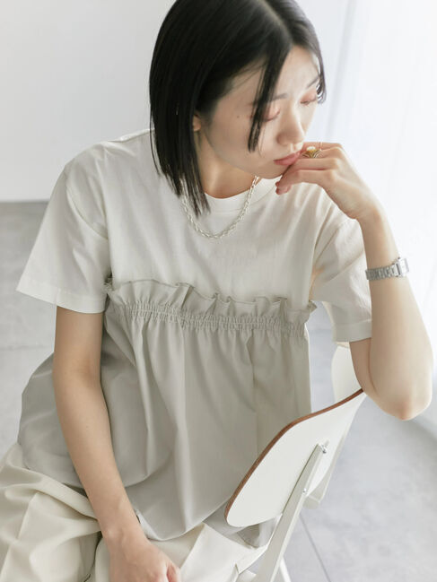 Samansa Mos2 blue「アソートドッキングプルオーバー」|Tシャツ・カットソー|