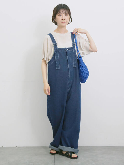 Samansa Mos2 blue「【マシンウォッシャブル】麻タッチニットプルオーバー」|ニット・セーター|