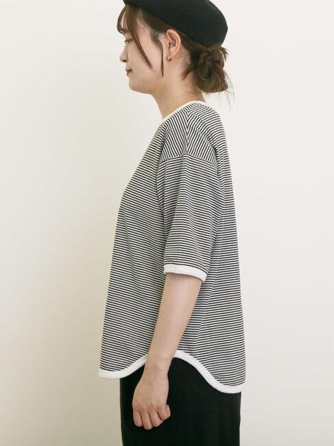 Samansa Mos2「◎ラウンドヘムボーダーカットソー」|Tシャツ・カットソー|