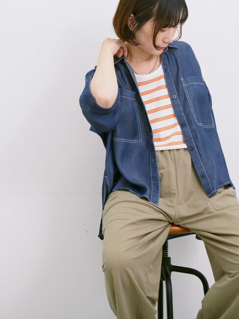 Samansa Mos2 blue「◎アソートリブタンク」|Tシャツ・カットソー|