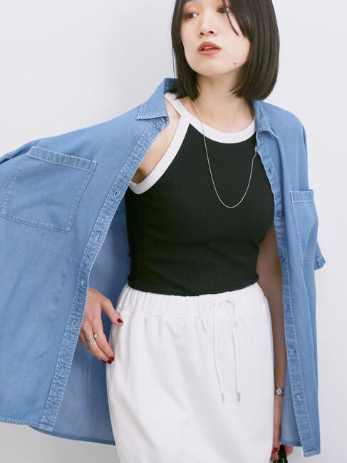 Samansa Mos2 blue「◎アメリカンスリーブタンク」|Tシャツ・カットソー|ブラック