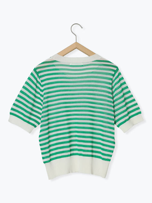 Samansa Mos2 blue「◎ボーダーニットプルオーバー」|ニット・セーター|