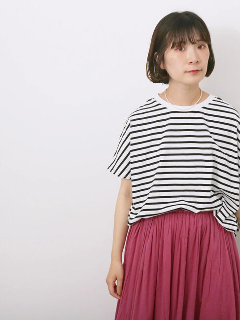 Samansa Mos2 blue「【USAコットン】アソートフレンチスリーブTシャツ」|Tシャツ・カットソー|