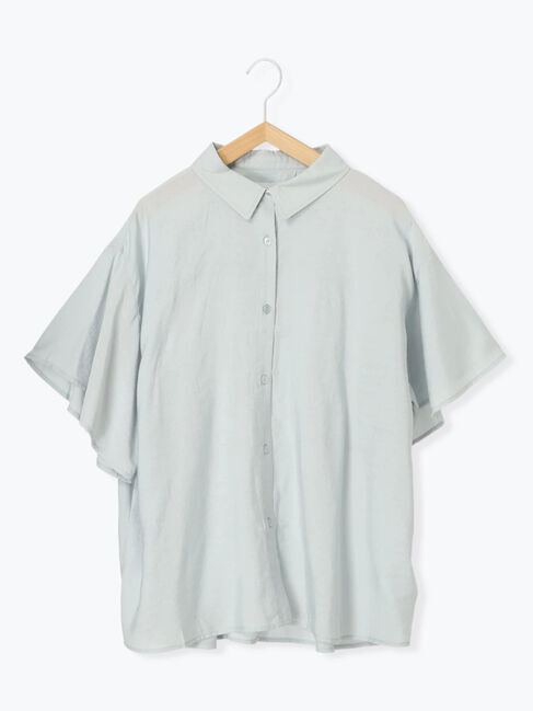 Samansa Mos2 blue「フレアギャザーブラウス」|シャツ・ブラウス|