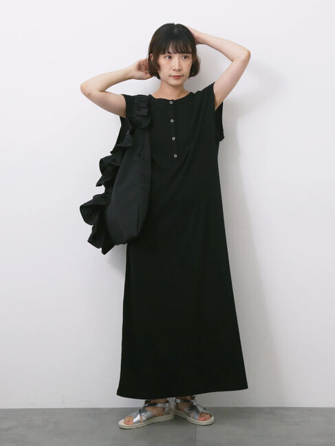 Samansa Mos2 blue「◎ヘンリーネックテレコワンピース」|ワンピース|