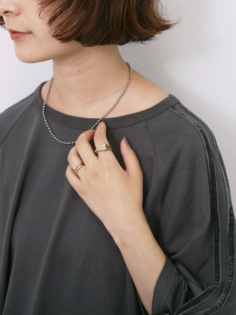 Samansa Mos2 blue「◎【接触冷感】ベロアラインリボンTシャツ」|Tシャツ・カットソー|