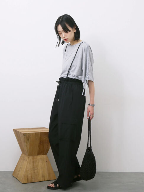 Samansa Mos2 blue「◎【接触冷感】ベロアラインリボンTシャツ」|Tシャツ・カットソー|