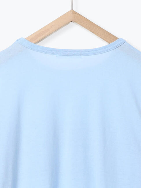 Samansa Mos2 blue「◎【接触冷感】シャーリングドッキングTシャツ」|Tシャツ・カットソー|