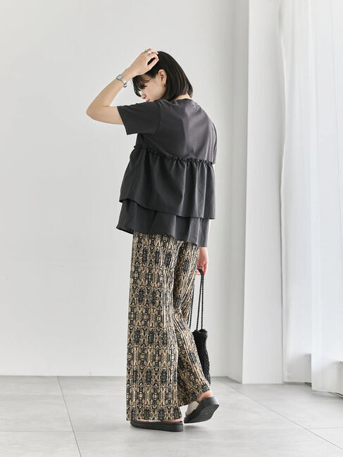 Samansa Mos2 blue「【接触冷感】ドッキングティアードプルオーバー」|Tシャツ・カットソー|