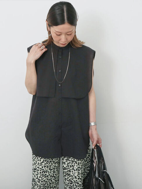 Samansa Mos2 blue「ケープブラウス」|シャツ・ブラウス|