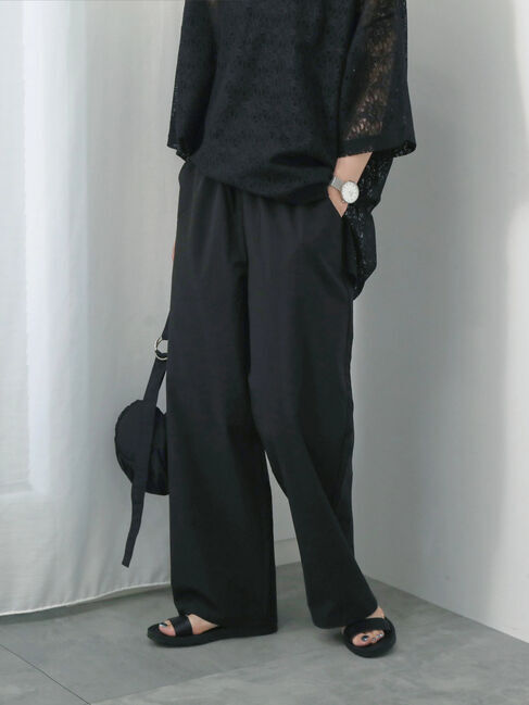 Samansa Mos2 blue「ハイウエストワイドイージーパンツ」|その他|